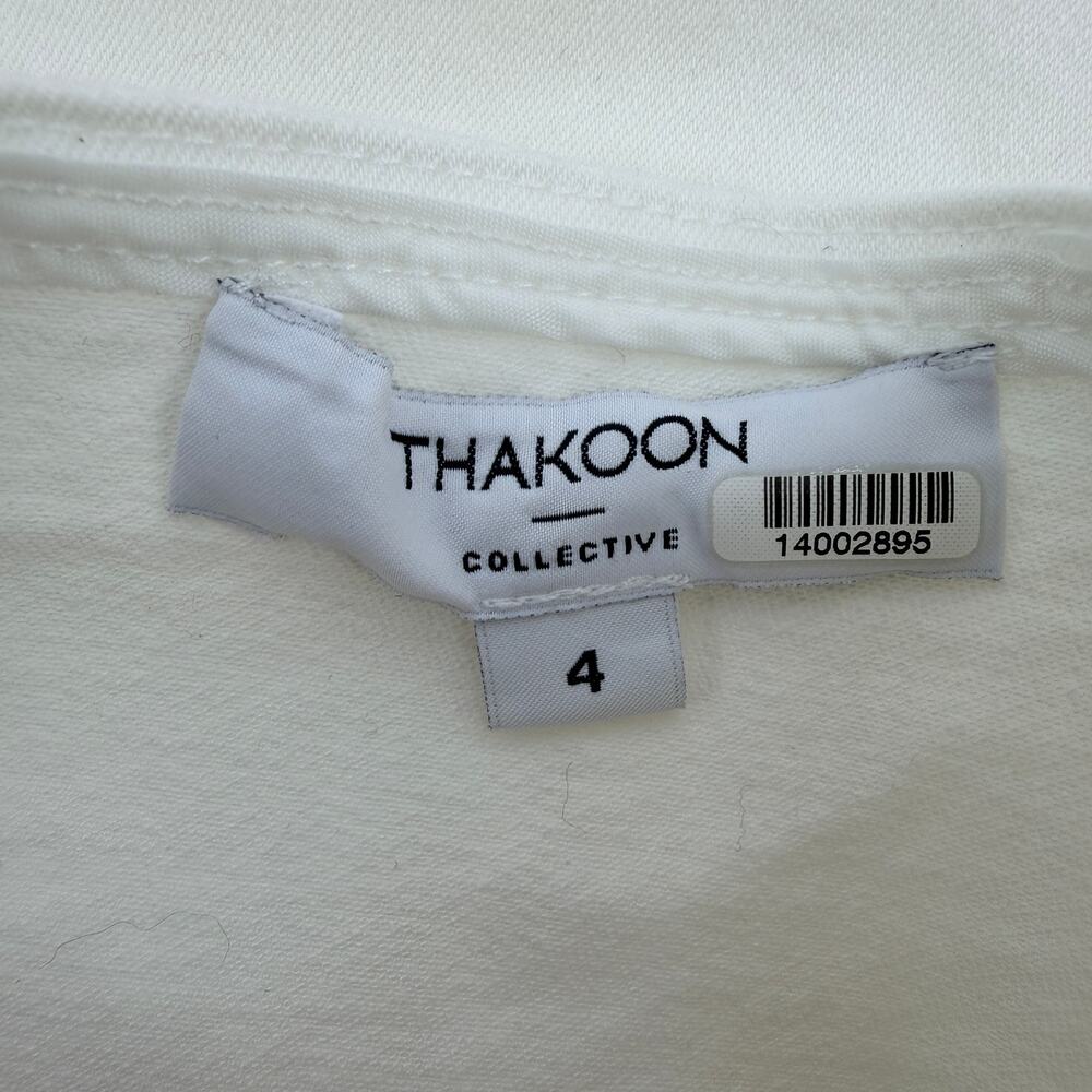 Thakoon Collective White Stretch Denim Fit and Flare Mini Skirt Womens 4 - Picture 8 of 8